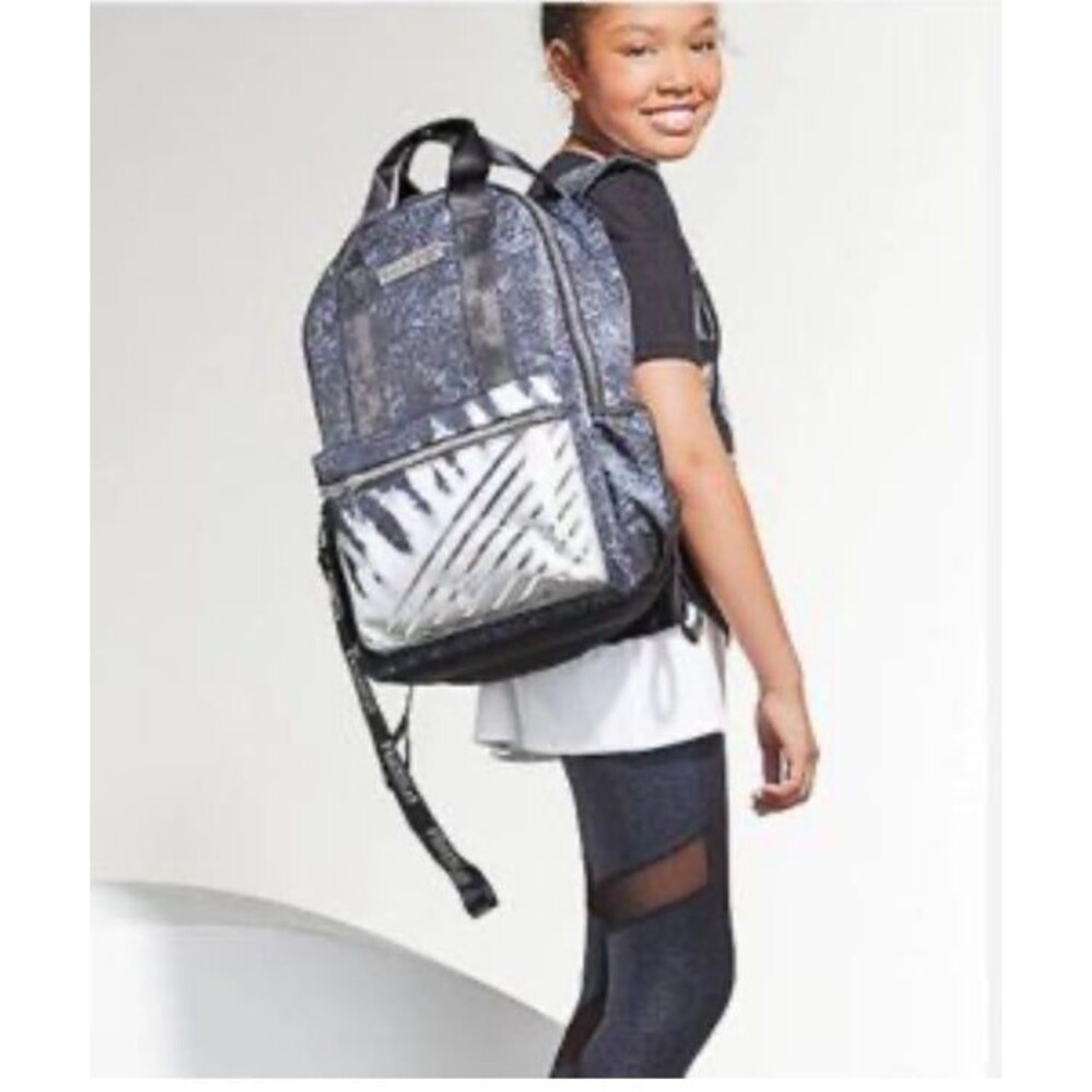 Justice Backpack Set Collect X  3Pc Tie Dye Bl n Wt Silver lunch box bottle NWOT
